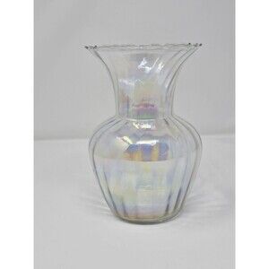 Clear Depression Glass Vase Optic Swirl 6 5/8" Tall